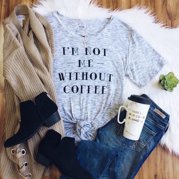 a.n.a Gray Marled "I'M NOT ME WITHOUT COFFEE" Tee Shirt in XXL - Picture 16 of 16